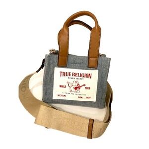 True Religion Tote Denim Jomen's Mini Travel Shoulder Bag‎ Adjustable Strap